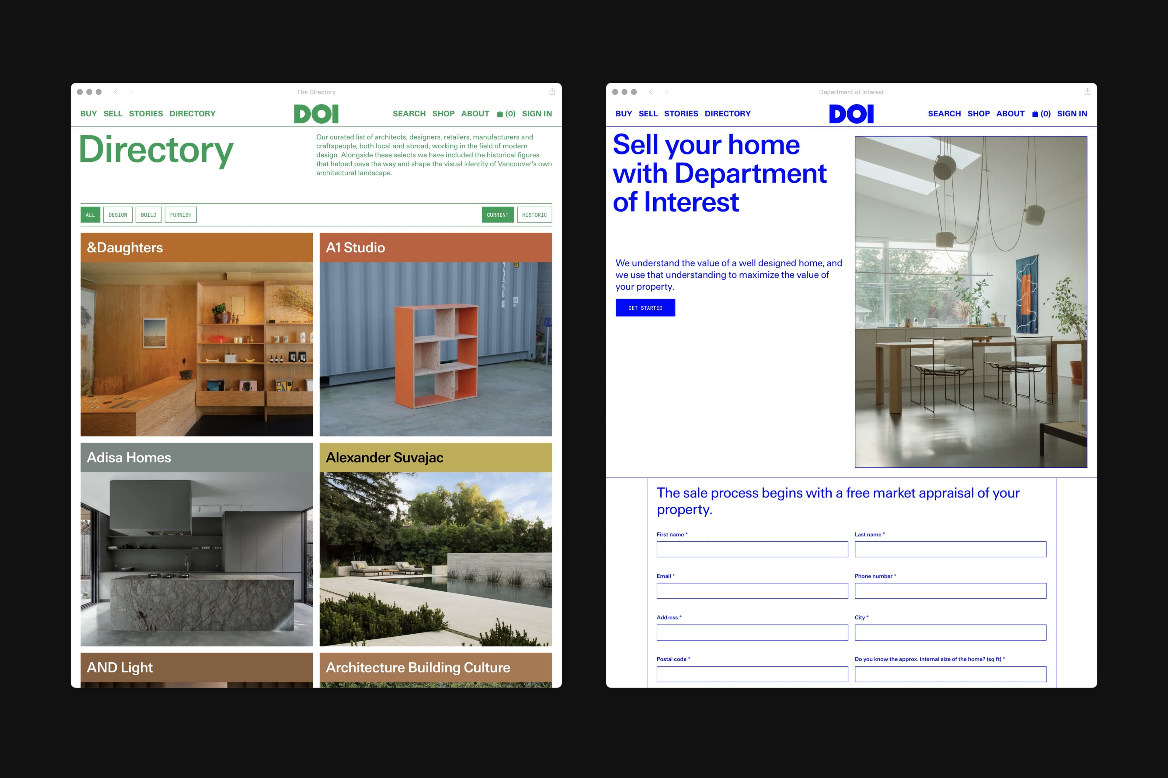Department of Interest website directory page